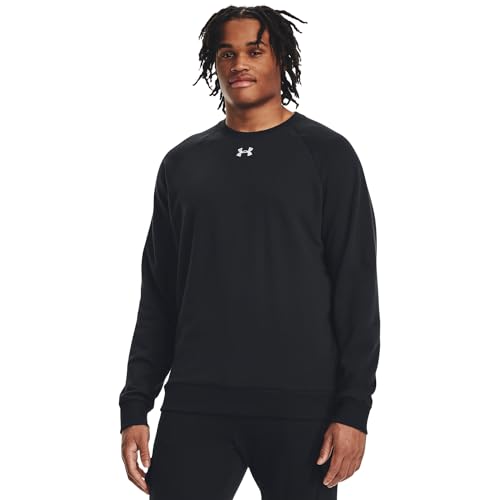 Under Armour Men's Rival Fleece Crew, (001) Black / / White, Large - Image 2