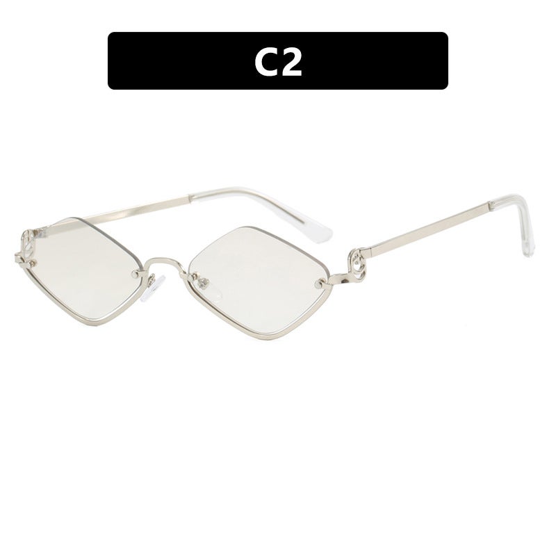 Generic 2024 Chic Half-Frame Diamond Sunglasses for Women Silver approaching mercury 