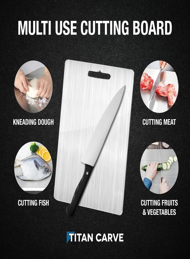FREEZE2TRIM Titan Carve Titanium Cutting Board | Double-Sided Metal Titan Carve Cutting Board for Kitchen Chopping Board Dishwasher Safe, Rustproof & Durable for Meat & Vegetables | 13.4 x 9 Inches - Image 4