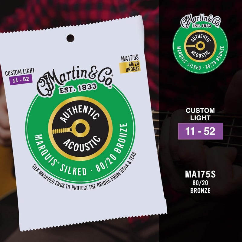 Martin MA175S Authentic Acoustic - Marquis Silked - 80/20 Bronze Custom Light Guitar Strings (11-52) - Image 4