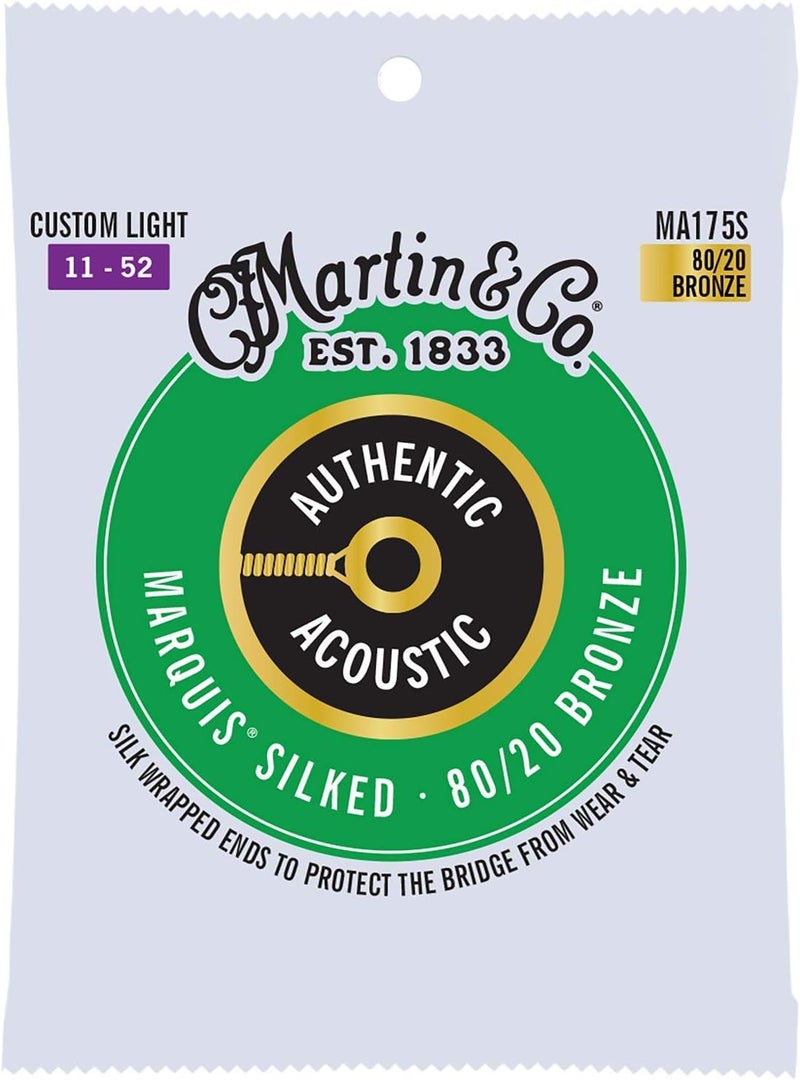 Martin MA175S Authentic Acoustic - Marquis Silked - 80/20 Bronze Custom Light Guitar Strings (11-52) - Image 1