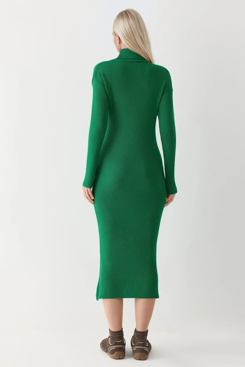 My Fashion MY FASHION Ribbed Turtleneck Bodycon Knit Dress