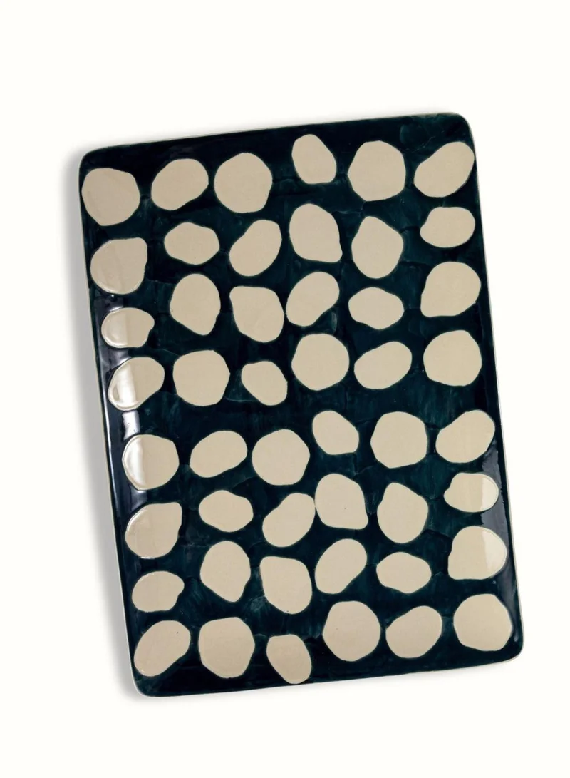 سوق الزعفران صينية تقديم من السيراميك بنقشة منقطة