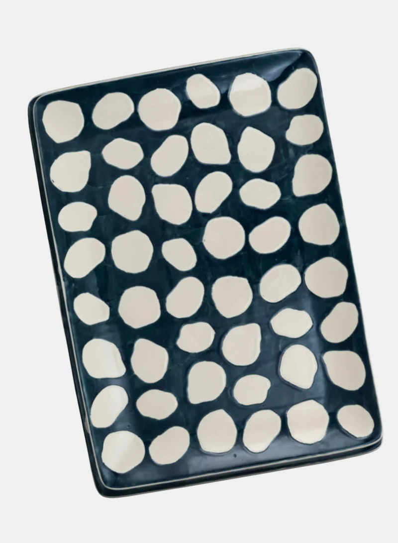 سوق الزعفران طبق تقديم فخاري بنقشة نقاط بارزة