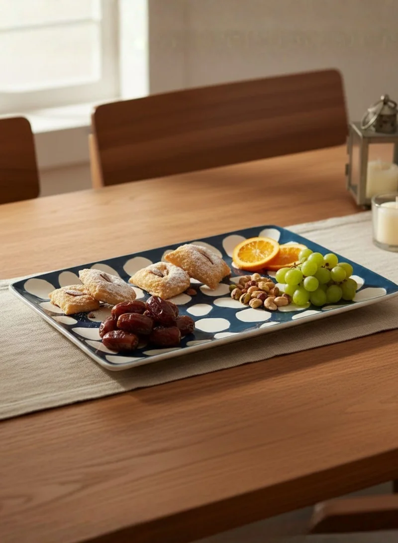 The Saffron Souk Textured Dot Stoneware Serving Platter