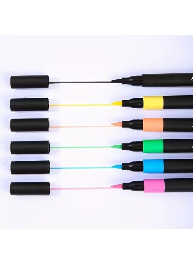 Multi-color acrylic marker pens with a soft tip, fast-drying permanent ink for drawing on wood, glass, fabric, plastic and stone with a storage case (36) - Image 2