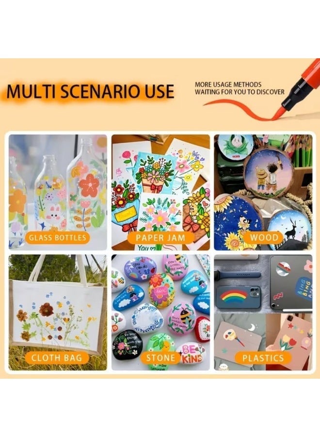 Multi-color acrylic marker pens with a soft tip, fast-drying permanent ink for drawing on wood, glass, fabric, plastic and stone with a storage case (36) - Image 5