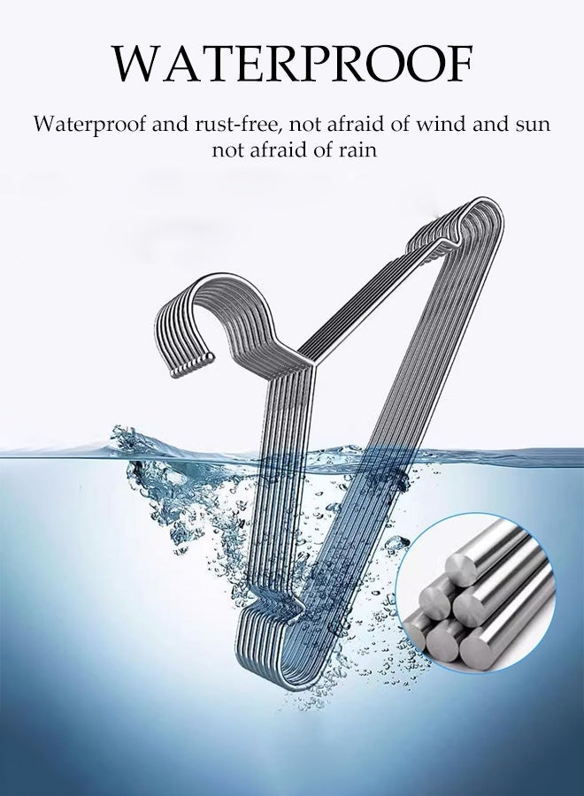 DUNISO 50 Pack Wire Hangers,Stainless Steel Metal Hangers,Heavy Duty Coat Hangers with Non-Slip Grooves,Waterproof and Drop Proof,Strong and Durable,for Hanging Coats,Suits,Jackets, Shirt,42cm - Image 5