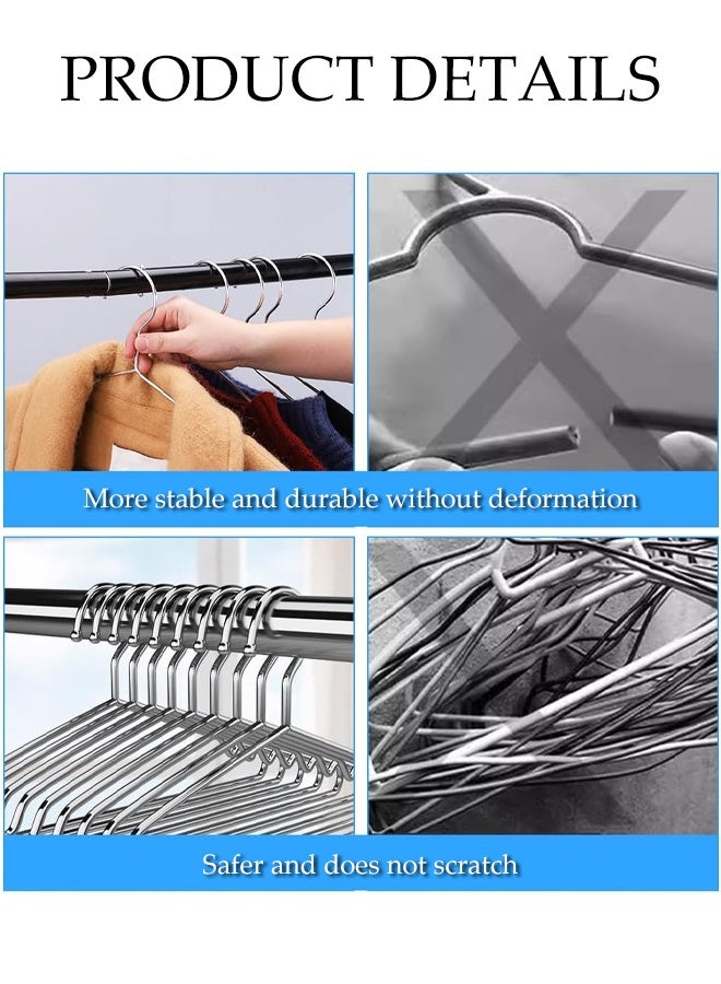 DUNISO 50 Pack Wire Hangers,Stainless Steel Metal Hangers,Heavy Duty Coat Hangers with Non-Slip Grooves,Waterproof and Drop Proof,Strong and Durable,for Hanging Coats,Suits,Jackets, Shirt,42cm - Image 4