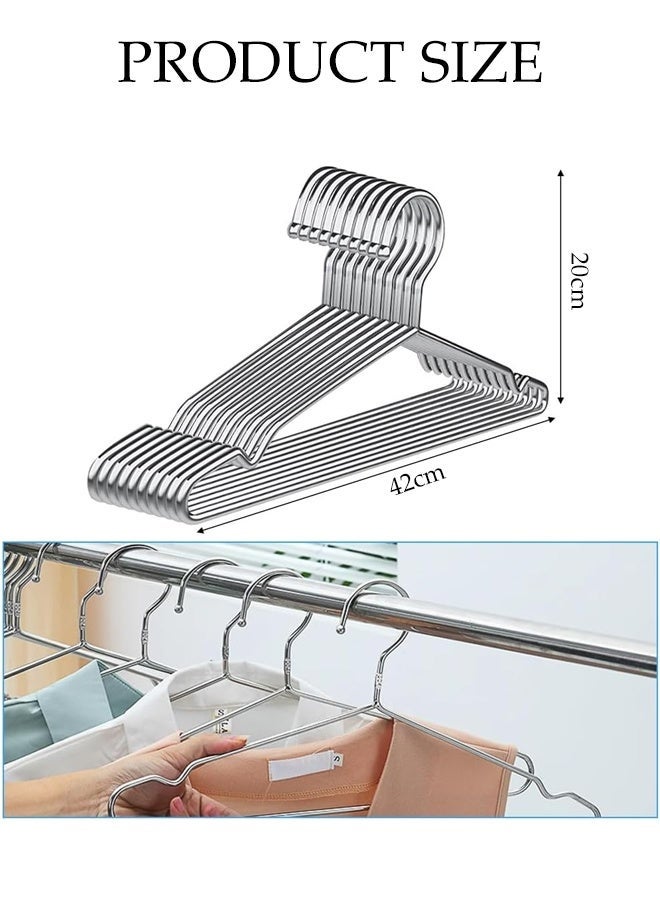 DUNISO 50 Pack Wire Hangers,Stainless Steel Metal Hangers,Heavy Duty Coat Hangers with Non-Slip Grooves,Waterproof and Drop Proof,Strong and Durable,for Hanging Coats,Suits,Jackets, Shirt,42cm - Image 2