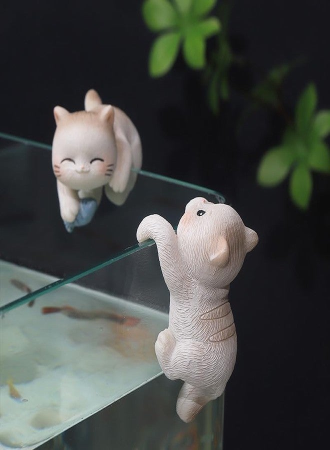JARPSIRY Miniature Hanging Cat Figurines Flower Pot and Vase Hugger Cute Resin Kitten Bonsai Terrarium Edge Decor Planter Pot Hanger Fairy Garden Ornaments - Image 4