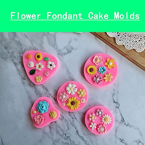 Jubilant Silicone Fondant Cake Molds Daisy Rose Chrysanthemum Flower Candy Choclate Mold for Soap Crafting Projects and Cake Decoration (Color: Pink), 8 x 7 x 1.2 Centimeters - Image 3