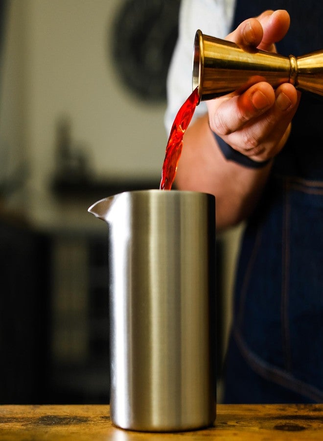 Amehla Metal Cocktail Mixing Glass - 18oz Stainless Steel Double Walled Insulated Metal Bar Bartending Mixing Pitcher (Brushed) - Image 5