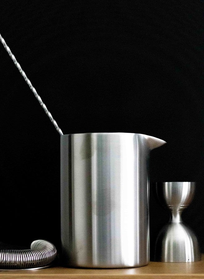 Amehla Metal Cocktail Mixing Glass - 18oz Stainless Steel Double Walled Insulated Metal Bar Bartending Mixing Pitcher (Brushed) - Image 1