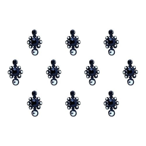 Comet Busters Black Bindis With Silver Stones (BV748) - Image 1