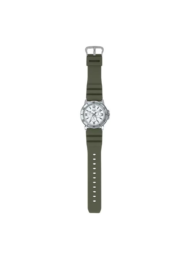 CASIO Men's Analog White Dial Green Resin Band Watch MTP-VD300-3BUDF - Image 4