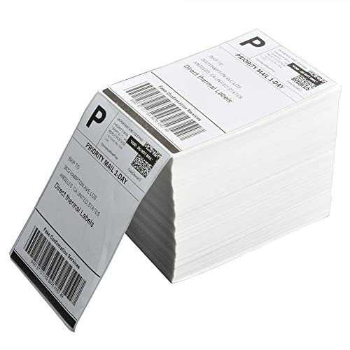FungLam 4" x 6" Direct Thermal Shipping Labels - Pack of 500 Fanfold Labels - White Perforated, Permanent-Adhesive, Compatible Zebra & Rollo Thermal Label Printer - Image 3
