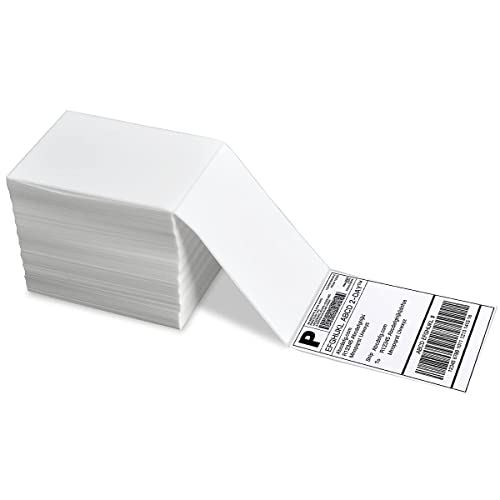 FungLam 4" x 6" Direct Thermal Shipping Labels - Pack of 500 Fanfold Labels - White Perforated, Permanent-Adhesive, Compatible Zebra & Rollo Thermal Label Printer - Image 1