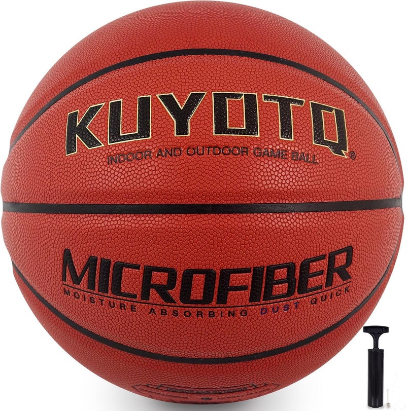 KUYOTQ Size 7 Microfiber Leather Basketball 29.5", Mens Indoor Outdoor Basketball Game Anti Slip and Wear-Resistant, Youth and Adult (Official Size, with Pump - Image 2