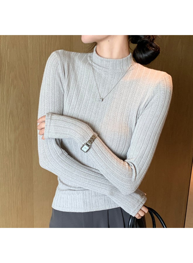 H558 New Slim-fit Thin Knitwear Top Inner Sweater Outer-wearing Base-layer Shirt Autumn And Winter Half-high Collar Women's Clothing