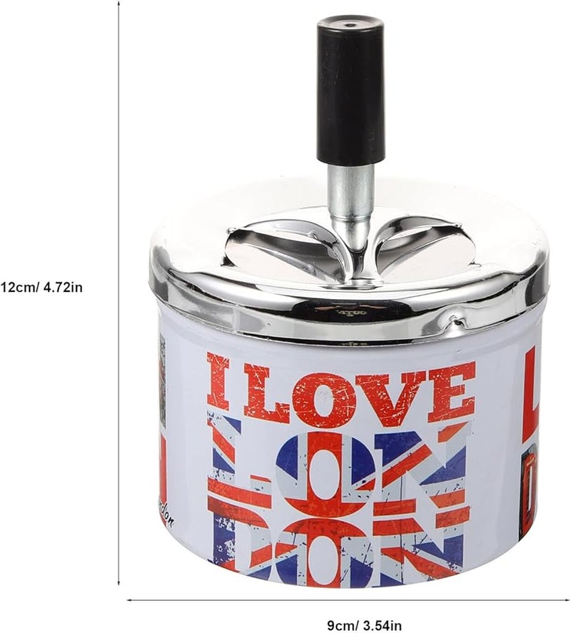 Tinplate Ashtray Automatic Extinguishing Windproof Design Stable Base Home Office Use - Image 3