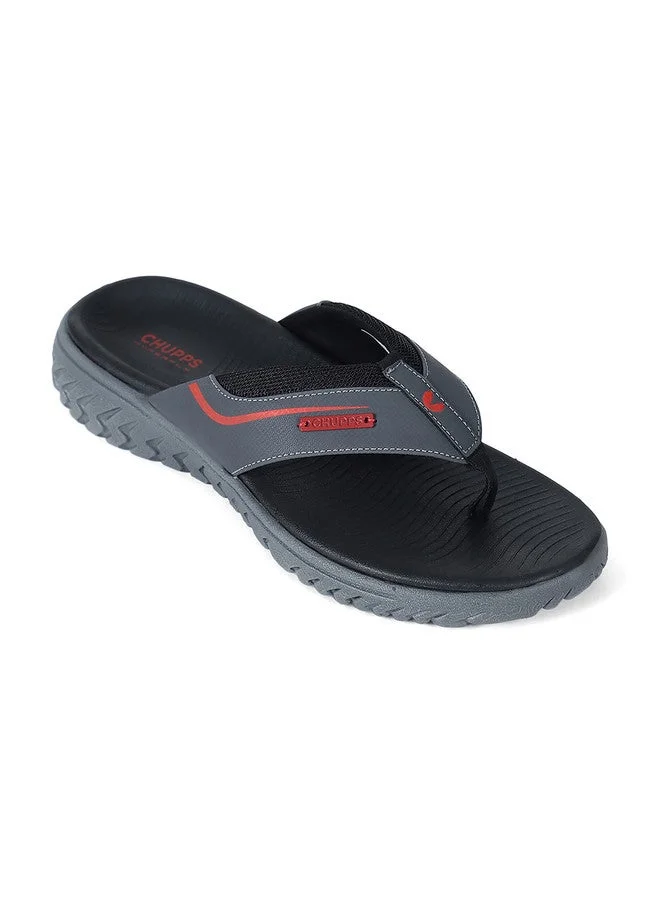 تشيبس CHUPPS Men Grey Red Raptor Doctor Ultra Soft Ortho Flip-Flops