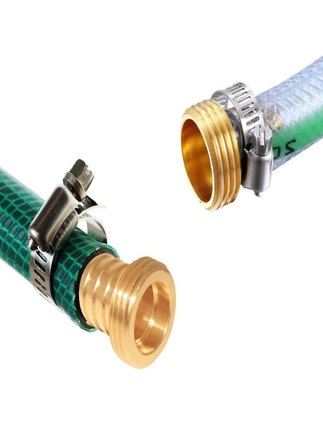 Hooshing 2PCS Soild Brass 3/4" Barb x 3/4" Male GHT Thread Garden Hose Repair Connector Male Hose End Mender with Stainless Steel Clamps - Image 2