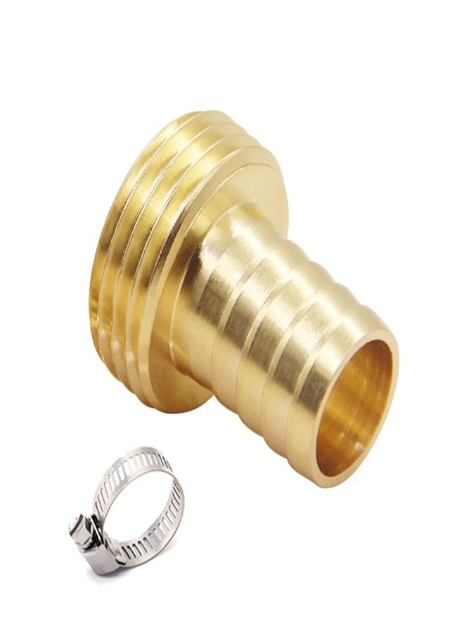 Hooshing 2PCS Soild Brass 3/4" Barb x 3/4" Male GHT Thread Garden Hose Repair Connector Male Hose End Mender with Stainless Steel Clamps - Image 4