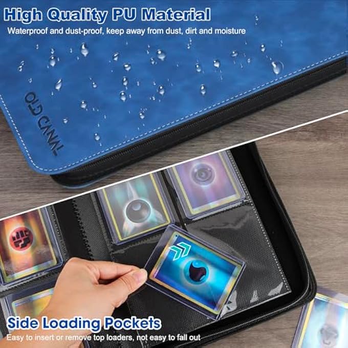 Old Canal TOP LOADER BINDER, 4 POCKETS CARD BINDER HOLDS 112 TOP LOADERS, PREMIUM TRADING CARD COLLECTION HOLDER, TOP LOADER STORAGE ALBUM FOR TCG, SPORTS CARDS, SAPPHIRE BLUE (FOR TOP LOADERS ONLY) - Image 4