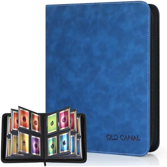 Old Canal TOP LOADER BINDER, 4 POCKETS CARD BINDER HOLDS 112 TOP LOADERS, PREMIUM TRADING CARD COLLECTION HOLDER, TOP LOADER STORAGE ALBUM FOR TCG, SPORTS CARDS, SAPPHIRE BLUE (FOR TOP LOADERS ONLY) - Image 1