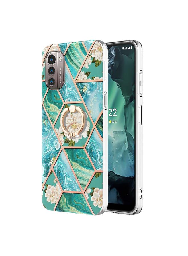 S-TOP Case For Nokia G21 / G11 Splicing Marble Flower Pattern TPU Ring Holder Case - Image 1