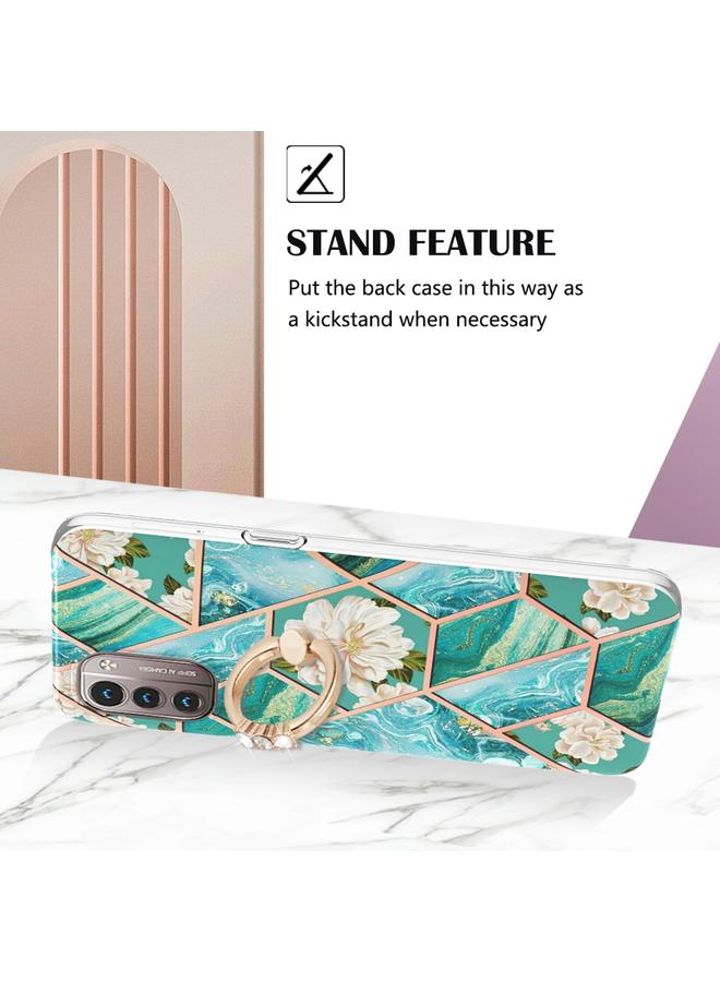 S-TOP Case For Nokia G21 / G11 Splicing Marble Flower Pattern TPU Ring Holder Case - Image 3