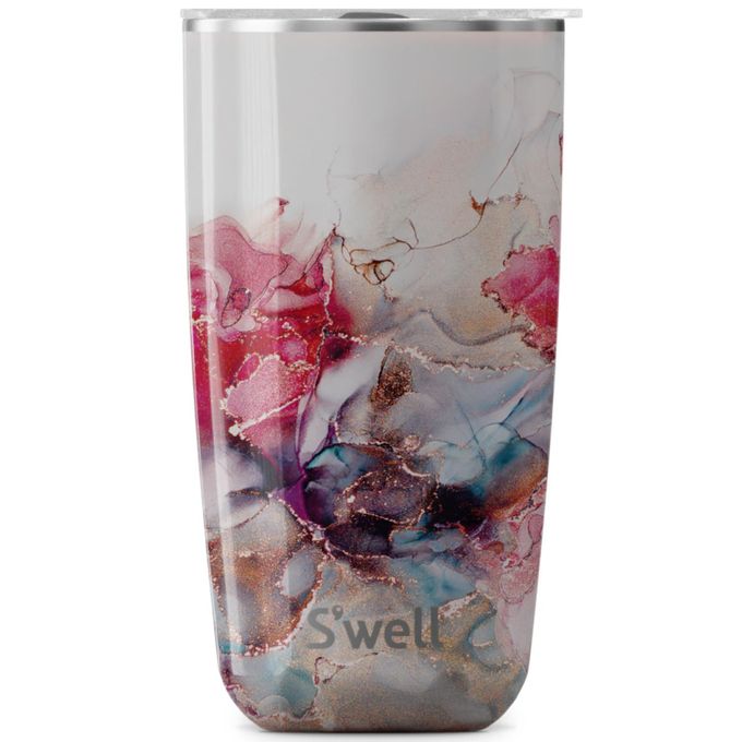 S'well Stainless Steel Tumbler with Slide-Open Lid, 18oz, Rose Marble, Triple Layered Vacuum Insulated Containers Keeps Drinks Cold for 12 Hours and Hot for 4, BPA Free - Image 1