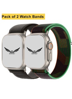 BORTONY Apple Watch Band 42mm 44mm 45mm 49mm Women Men Alpine Loop Nylon Strap Adjustable Metal Hook for iWatch Ultra Series SE 8/7/6/5/4/3/2/1 2 Pack  - Image 2