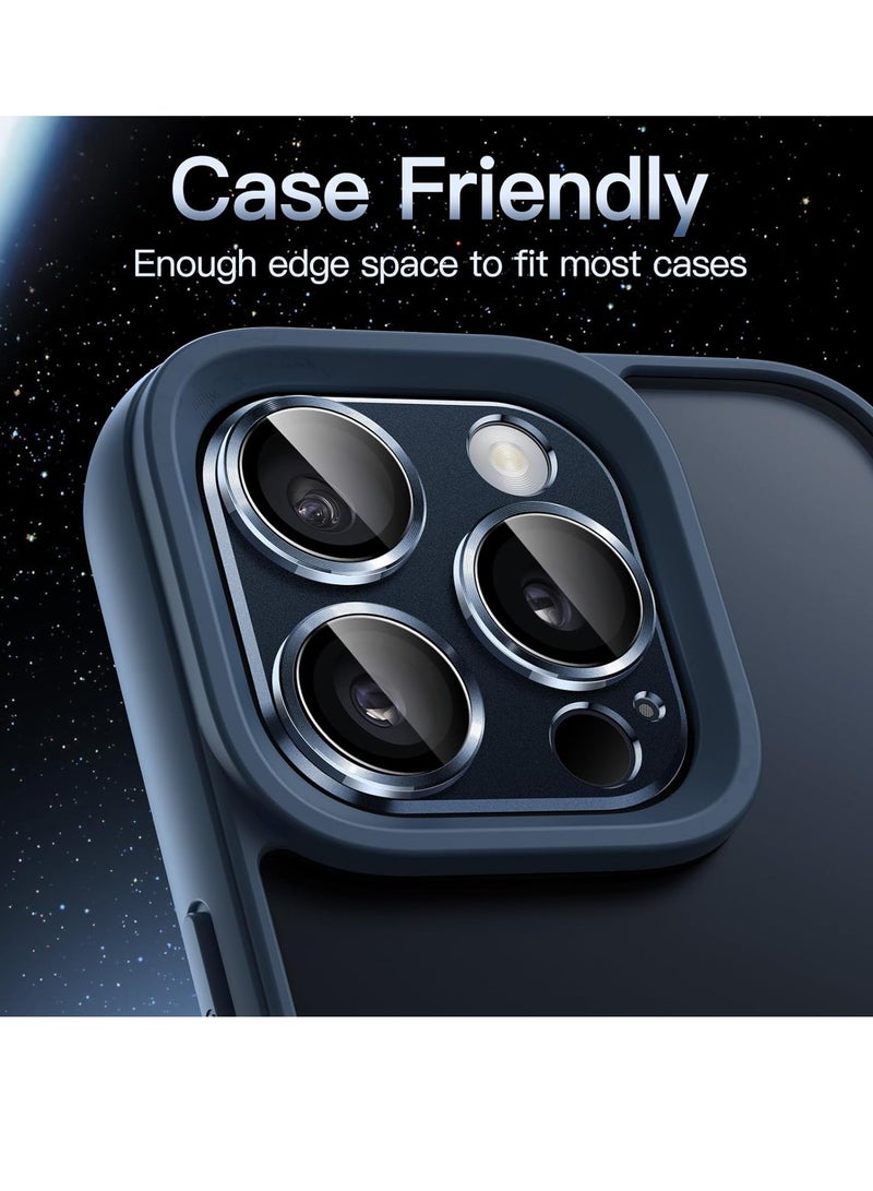 ELTRAZONE Camera Lens Protector for iPhone 15 Pro 6.1-Inch and iPhone 15 Pro Max 6.7-Inch, Full Coverage 9H Tempered Glass Ring Cover, Matte Metal Plate, Case Friendly, 1-Pack (Blue) - Image 5