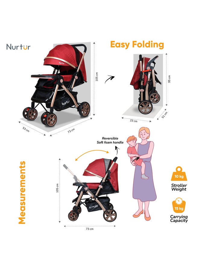 Nurtur Wilder Kids Travel Stroller 0 to 3 years Storage Basket Detachable Food Tray 5 Point Safety Harness Adjustable Backrest and Canopy Reversible Handle Official Product - Image 3