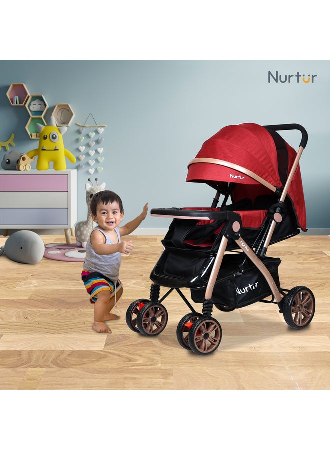 Nurtur Wilder Kids Travel Stroller 0 to 3 years Storage Basket Detachable Food Tray 5 Point Safety Harness Adjustable Backrest and Canopy Reversible Handle Official Product - Image 4