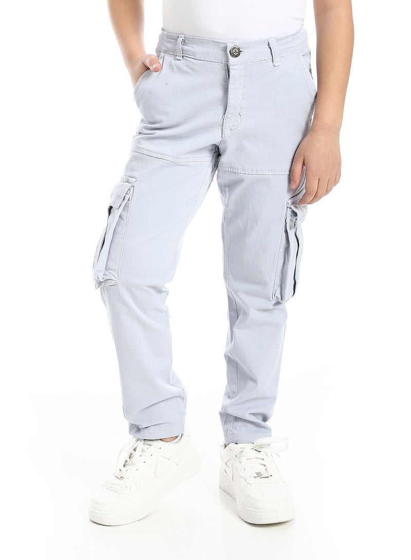 Andora Solid Gabardine Baggy Pants _ Light Grey - Image 1