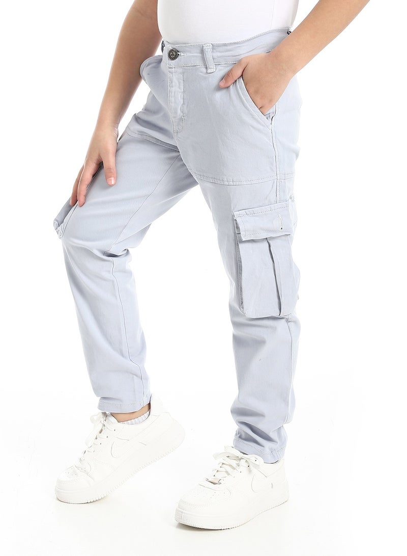 Andora Solid Gabardine Baggy Pants _ Light Grey - Image 2