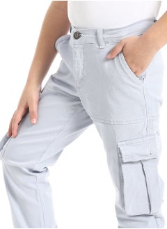 Andora Solid Gabardine Baggy Pants _ Light Grey  - Image 4