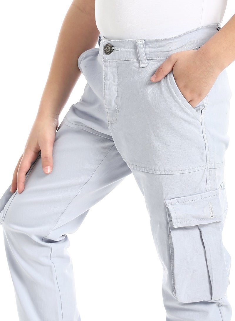 Andora Solid Gabardine Baggy Pants _ Light Grey - Image 4