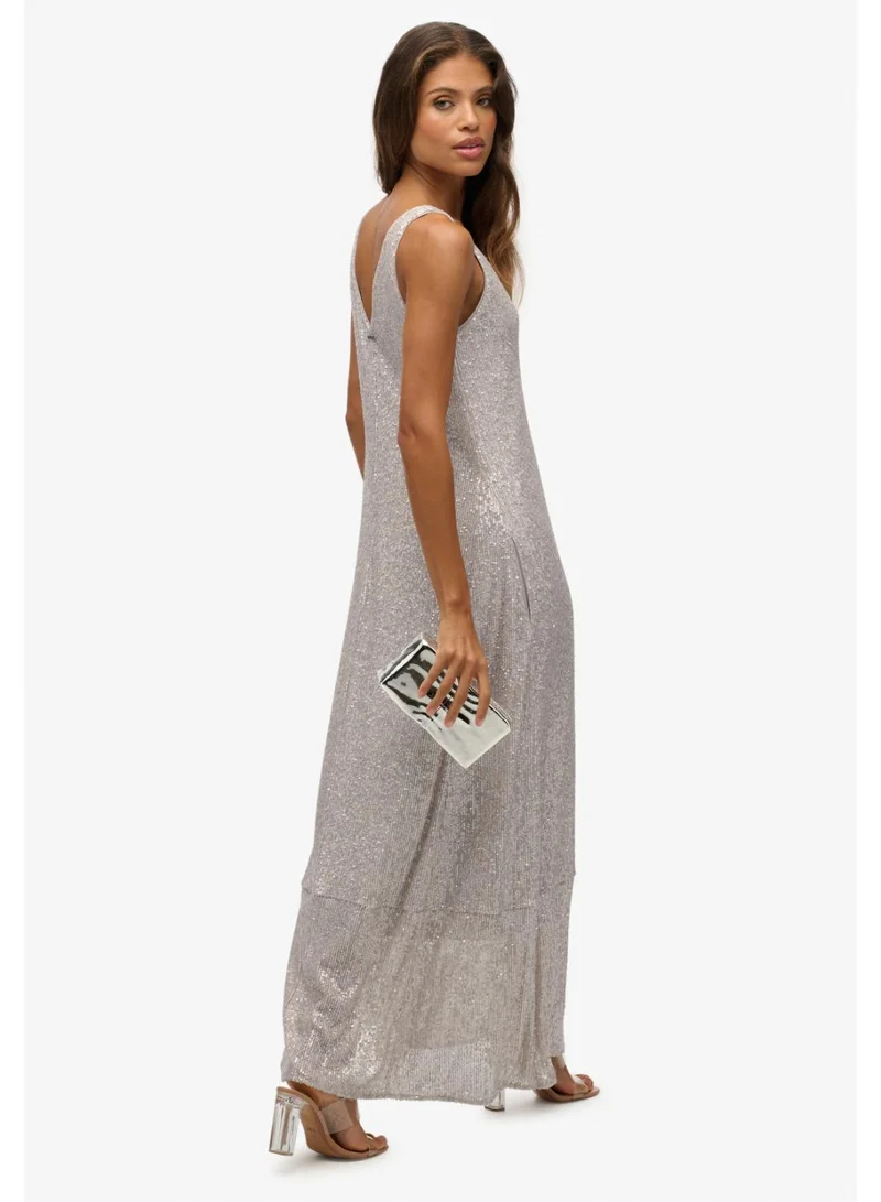 Superdry  Maxi Sequin V Neck Dress for Women | Best Price UAE