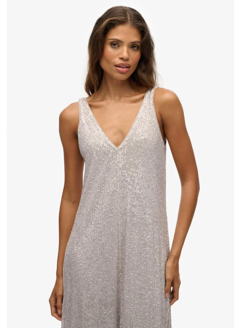 Maxi Sequin V Neck Dress