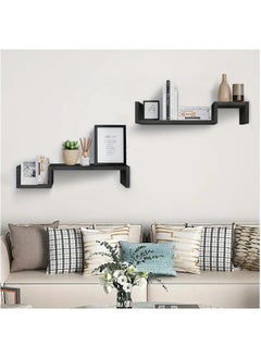 Floating Wall Shelves 2 Set of Black Floating Shelves Wall Mounted Sturdy Rustic Wood Floating Wall Shelf Bathroom Tablette Murale for Bedroom, Living Room, Kitchen, Book Decoration Storage, White - pzsku/ZE8423B07872F1F220A55Z/45/_/1716800209/c22abfc3-c437-4f16-8831-bc133c9d4885