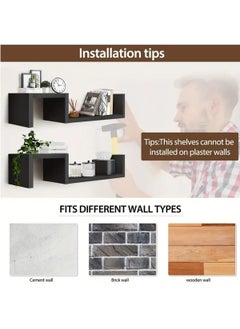 Floating Wall Shelves 2 Set of Black Floating Shelves Wall Mounted Sturdy Rustic Wood Floating Wall Shelf Bathroom Tablette Murale for Bedroom, Living Room, Kitchen, Book Decoration Storage, White - pzsku/ZE8423B07872F1F220A55Z/45/_/1716800209/ce2f0efb-a950-4319-9040-c7591b8c2dd7