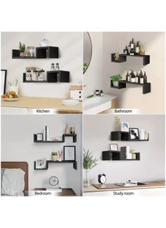 Floating Wall Shelves 2 Set of Black Floating Shelves Wall Mounted Sturdy Rustic Wood Floating Wall Shelf Bathroom Tablette Murale for Bedroom, Living Room, Kitchen, Book Decoration Storage, White - pzsku/ZE8423B07872F1F220A55Z/45/_/1716800210/8b9af1a5-4df8-43f1-90ea-8bb81a390293