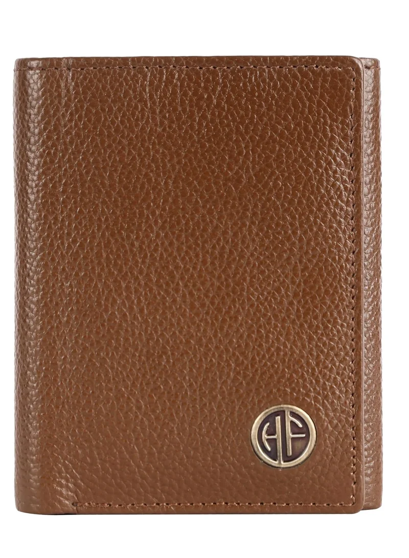 HAMMONDS FLYCATCHER Leather Wallet for Men, RFID Protected Leather Purse for Men, Money Purse for Men, Tri-Fold Wallet, 5 Card Slots, 2 ID Slots, Hidden Pockets, Metal Snap Button, Brushwood | 4LFK