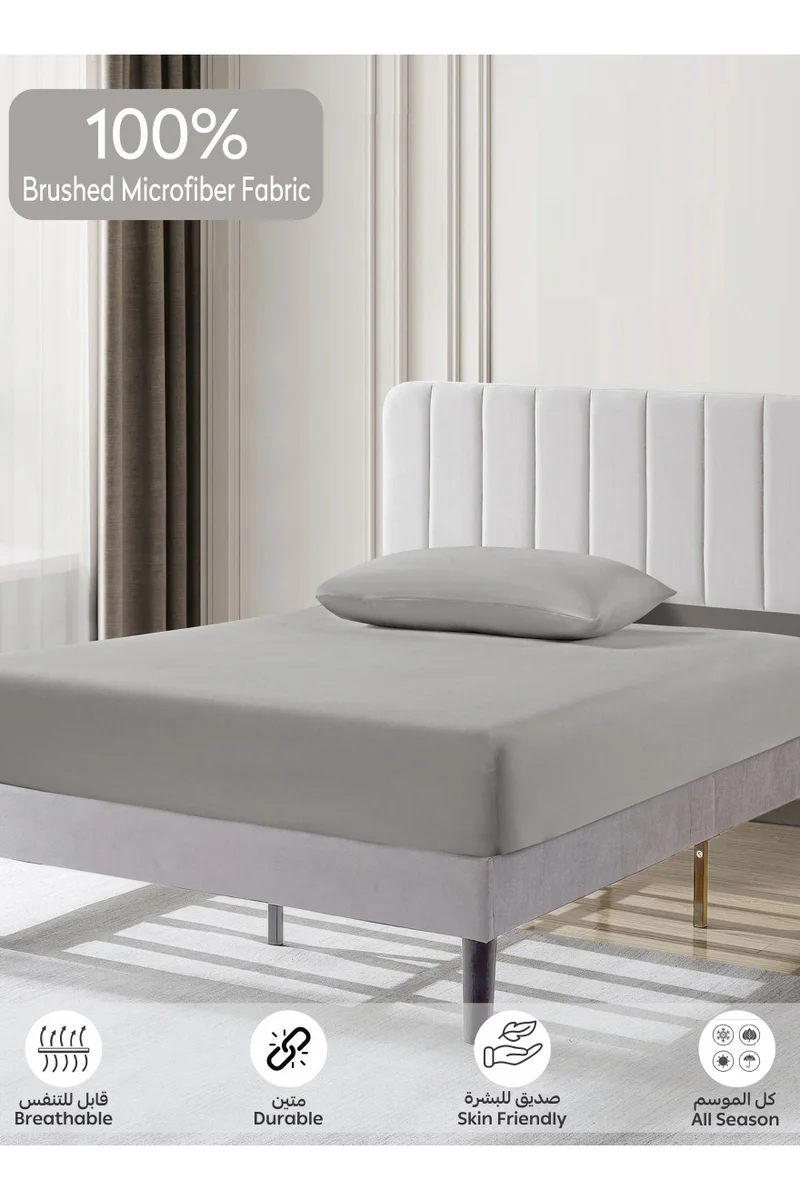 Donetella Bedding Fitted Sheet - Fits 120x200 Cm For Single Bed - 2 Pcs (1 Fitted Sheet and 2 Pillowcases) - 35 Cm Deep Pocket - Solid Bed Sheet
