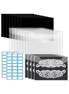 Pllieay 26Pcs Stamp And Die Storage Pockets With Rubber Magnetic Sheets And Labels Clear Plastic Envelopes Storage Bag Scrapbooking Storage Dies For Cutting Dies Crafts Stencil Organizer Card Making  - Image 2
