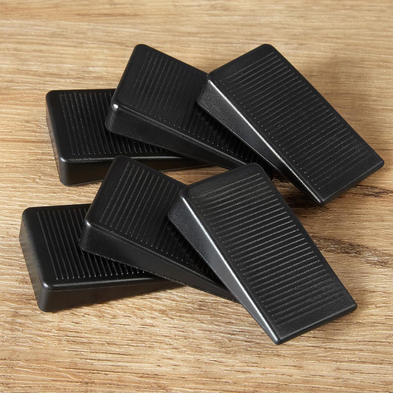 ZZJMCH 6Pack Black Shims for Leveling Furniture  Toilet  Trimmable Hard Plastic Wedges with NonSlip Texture Table Stabilizers  Wobble Wedges Rubber Type Levelers for Door Table
